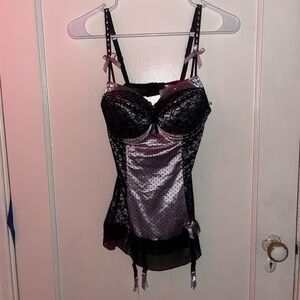 PLAYBOY Black and Purple Lace Lingerie